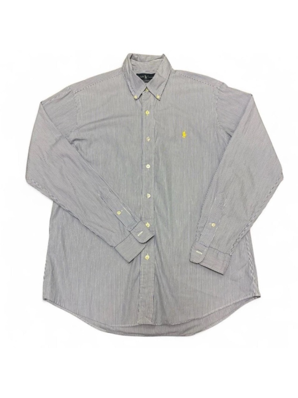 Ralph Lauren Custom Fit Shirt Mens Large Blue White Striped Button Down Cotton